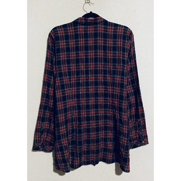 J Jill Top Womens Medium Black Multicolor Plaid Tie Front Button Front Preppy - Picture 5 of 10